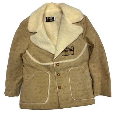 Casaco masculino grande vintage anos 70 anos 80 Goodyear Wrangler pneus radiais falso Sherpa - Imagem 1 de 4
