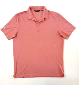 Travis Mathew POLO SHIRT Mens L Oceanside Heather Red Pima Blend Sleeve Logo - Picture 1 of 11