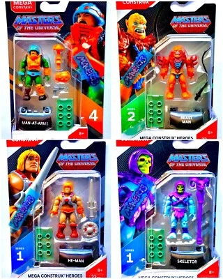 =Lot: 4 Packs= Mega Construx Masters of The Universe Man At Arms He-Man Beastman - Image 1 of 4