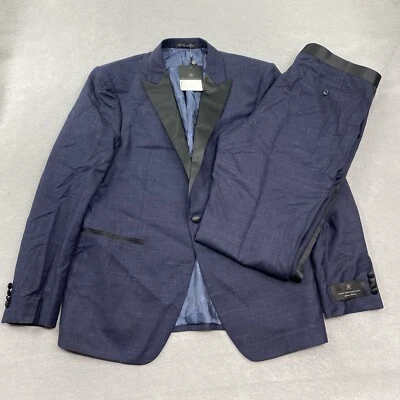 Chaqueta John Varvatos Esmoquin Para Hombres 42R 36x36 Brooklyn Pantalones Azul Lana Seda Lino Foto 1 de 4