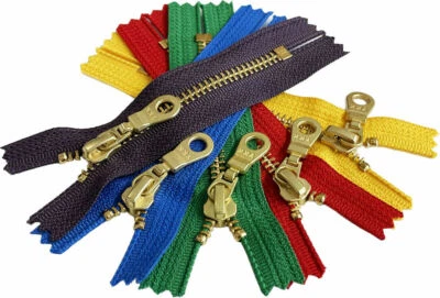 YKK#5 7" Golden Brass with Donut Pull (Auto-Lock) Metal Zipper Closed-End (5pcs) - Image 1 of 4