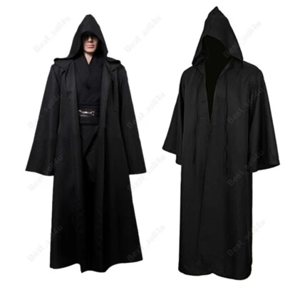 Fantasia cosplay masculina com capuz comprimento total adulto infantil capa Jedi cavaleiro Sith - Imagem 1 de 4