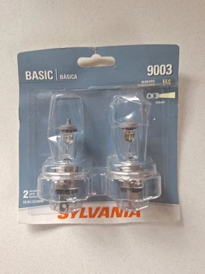 Sylvania Basic 9003 HB2 H4 60/55W Dos Bombillas Cabeza Luz Doble Haz Repuesto DOT Foto 1 de 2