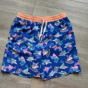 Chubbies Youth L 14/16 Swim Trunks Blue Sharks Mesh Liner - Picture 1 of 8