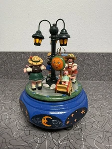 Vintage German Erzgebirge 7” Moon & Stars Rotating  Music Box by Hubricht - Picture 1 of 10