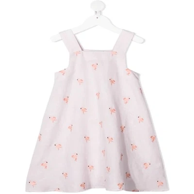 NWT Stella McCartney Kids lilac A-line dress with pink flamingo embroidery.  Siz - Image 1 of 4