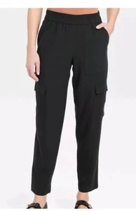 A New Day Women's High Rise Ankle Cargo Pants Size XS Black - Picture 1 of 4