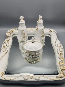 *RARE*Capodimonte porcelain 19th century vintage vanity set. White &Gold *READ * - Picture 1 of 24