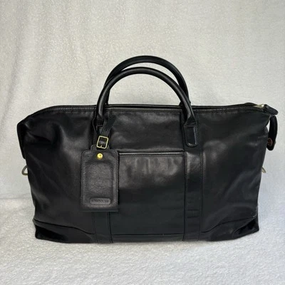 Coach Black Leather Weekender Boston Duffel Travel Luggage Weekend Bag - image 1 of 4