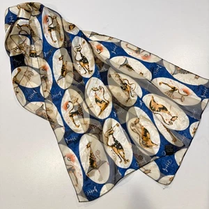 Bufanda Gatos Estampado Azul Beige Satinado. 34” x 15” - Imagen 1 de 3