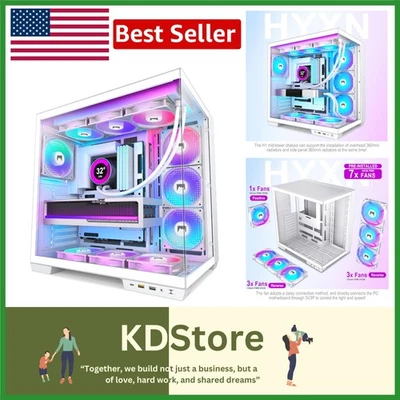 H1 ATX Dual-Chamber RGB Gaming PC Case with 7 PWM Fans & Water Cooling Support - Image 1 of 4