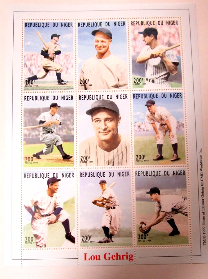 DU NIGER LOU GEHRIG  MAJOR LEAGUE BASEBALL  COMMEMORATIVE  STAMP SHEETS MNH - Image 1 of 1
