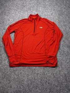 Outdoor Research Shirt Mens Large Red Quarter Zip Base Layer Pullover Athletic - Picture 1 of 8