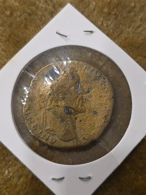 Antigua moneda romana Antonino Pío Sestercio moneda Foto 1 de 2