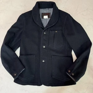 Filson Miner Wool Jacket Navy US 8/38 Showl Collar Logo Buttons Used - Picture 1 of 13
