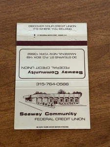 Seaway Community Federal Credit Massena Nueva York Vintage Matchbook Cubierta 41 - Imagen 1 de 1