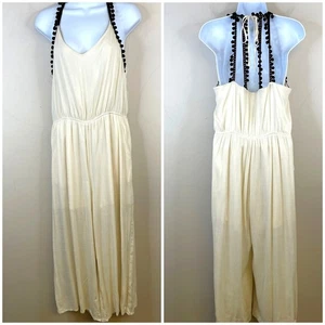 Jumpsuit Damen Strand Gaze weites Bein Größe L elfenbein Resort Kreuzfahrt Urlaub Boho - Bild 1 von 15