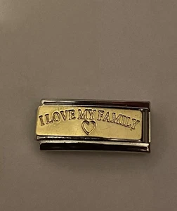 New Gold I Love My Family Italian Charm Fits 9mm Classic Nomination Bracelet  - Picture 1 of 3