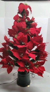 Vintage Large 32" Fiber Optic Poinsetta Bush Christmas Decoration - Picture 1 of 15