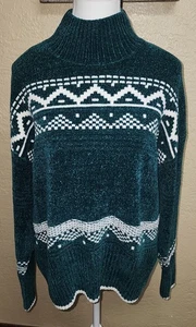 Women's Christian Siriano New York Green & White Sweater Size L Large VERY SOFT - Picture 1 of 7