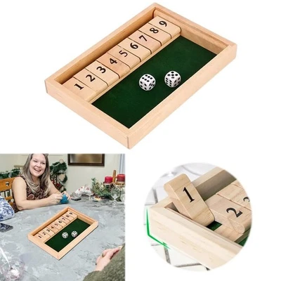Shut The Box Game for 2 Players Wooden Board Game Dice Game Family Board Game - Image 1 of 4