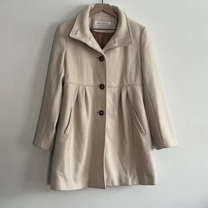 Kenneth Cole Mujer Chaquetón Crema Pecho Único Mezcla Lana Clásico - Imagen 1 de 10