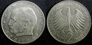 Germany-Federal Republic Max Planck Copper-Nickel 1962 J 2 Mark KM# 116 (23 706) - Picture 1 of 3