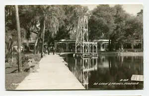 Vintage Postcard de Leon Springs FL FOUNTAIN OF YOUTH  & Springs RPPC - Picture 1 of 2