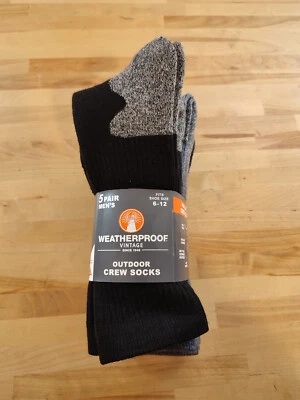 Paquete de 5 calcetines para hombre resistentes a la intemperie mezcla de lana cálidos al aire libre tallas de zapatos 6-12 Foto 1 de 3