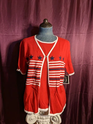 NUEVO Suéter Tejido Sag Harbor Petite Rojo 2 Capas Para Mujer PM NUEVO CON ETIQUETAS Armario51* Foto 1 de 4