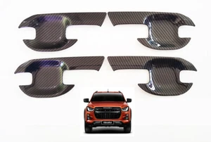 FIBER CARBON 4 DOORS HANDLE COVER INSERT BOWL TRIM FOR ISUZU D-MAX DMAX 20-21 - Picture 1 of 7