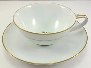 Taza y platillo Noritake Wheatcroft blanco y dorado 6 oz té café 5852 - Imagen 1 de 9