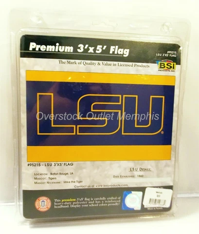 LSU Tigers 3' x 5' Premium Flag with Block Letters #95215 metal grommets Cover