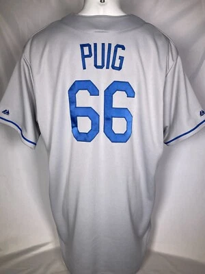 Yasiel Puig #66 Los Angeles Dodgers MLB Majestic Road Grey Jersey Men's XXL - Image 1 of 4