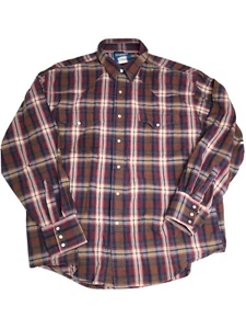 vtg WRANGLER Western long sleeve plaid shirt men's PEARL SNAP rodeo - Picture 1 of 7