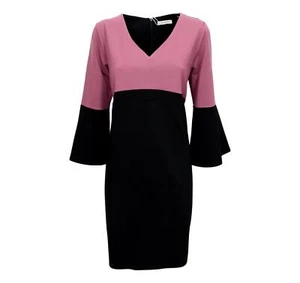 LISA KOTT Abito Donna 4646 Colore Rosa Nero Linea Curvy Style - Picture 1 of 2