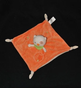 Peluche doudou chat beige plat orange CREATIVTOYS nez orange bandana vert TTBE - Picture 1 of 1