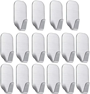 Self Adhesive Hooks, SMALUCK Stainless Steel Adhesive Wall Hanger for Robe, Coat - Picture 1 of 15