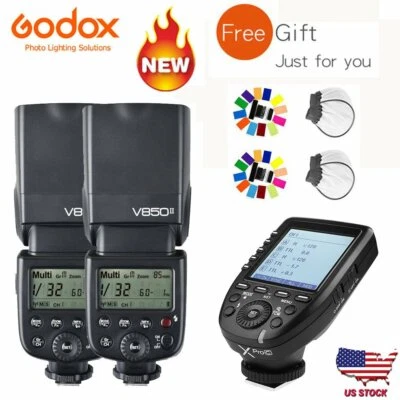 US 2*Godox V850II 2.4G HSS Flash Speedlite Light+Xpro-C Trigger For Canon Camera - Image 1 of 4