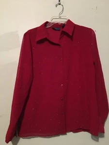Karen Scott Gr. M rot Glitzer Shirt Top Bluse Damen stilvoll modern - Bild 1 von 2
