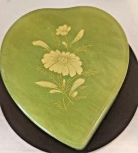 Vtg Italian Hand Carved Alabaster Heart Trinket Dish With Gold Trim See Photos - Picture 1 of 8