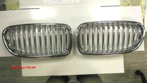 MIT CHROMED FRONT & SILVER REAR FRONT KIDNEY GRILLE BMW F10 5 SERIES 2010-NOW - Picture 1 of 7