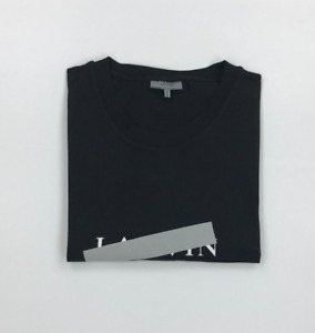 Men's Black Lanvin T-Shirt XXL 2XL Reflective Logo Print Mercerised Cotton A