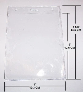 CLEAR VINYL CREDENTIAL BADGE ID HOLDER VERTICAL OVERSIZE 5 5/8" x 4" - Picture 1 of 1