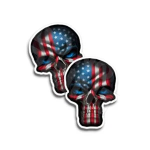 Grumpy American Flag Skulls Decals Tattoo Art Car Motorcycle Truck Decal 2 pack - Foto 1 di 4