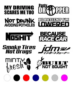 JDM LOT STICKER 10 PACK CAR DECAL VINYL JDM FUNNY KDM LOW TUNER STANCE BOOST TOW - Picture 1 of 2