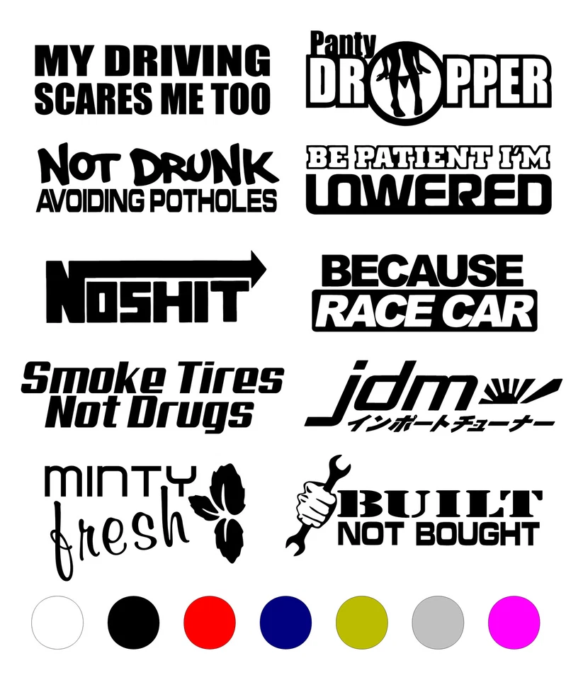 JDM LOT STICKER 10 PACK CAR DECAL VINYL JDM FUNNY KDM LOW TUNER STANCE BOOST TOW - Image 1 of 2