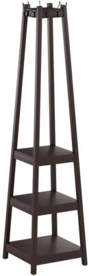 Perchero Roundhill Furniture Vassen con estantes de almacenamiento de 3 niveles en espresso nuevo Foto 1 de 4