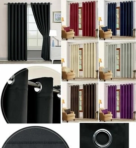 PAR DE CORTINAS NEGRAS TÉRMICAS DE CALIDAD HOTEL OJAL LISTO ANILLO TOP CORTINAS - Imagen 1 de 30