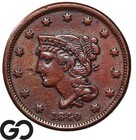 1840 Large Cent, Braided Hair, XF Details